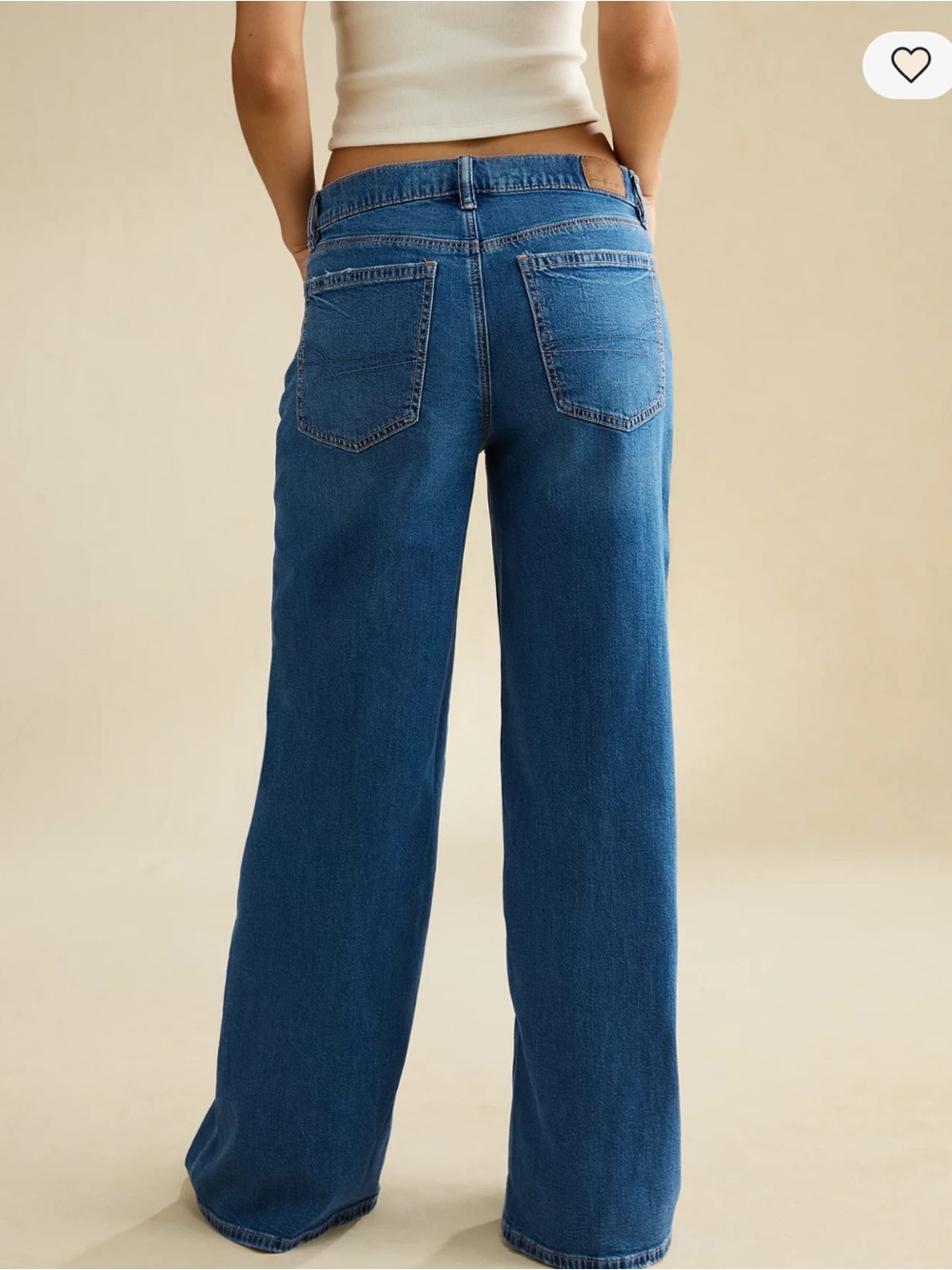 American Eagle Low Rise Ultra Wide Leg Baggy Jeans Medium Tinted Indigo Size 10 - Picture 2 of 6